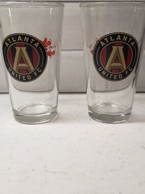 NEW- Atlanta United Soccer Pint Glasses, Set of 2